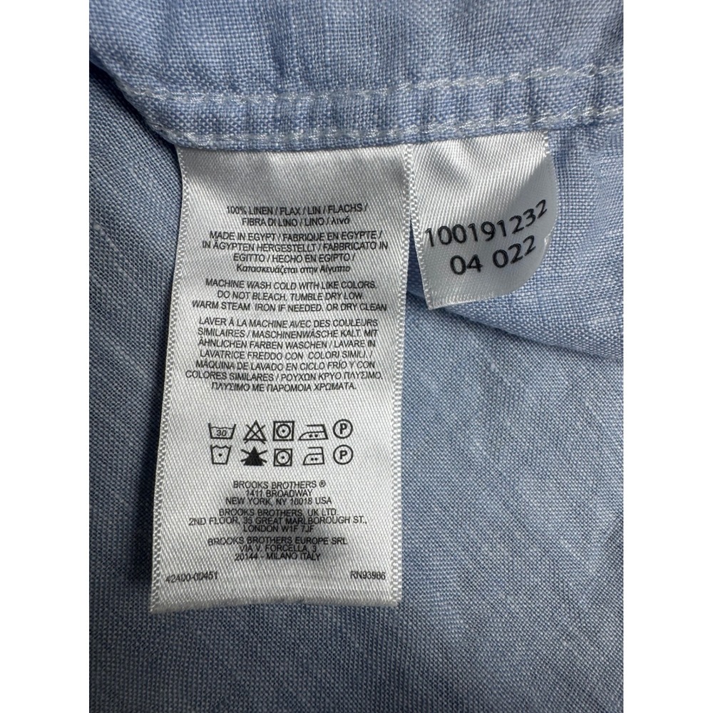 Brooks Brothers Baird McNutt Irish Linen Short Sleeve Shirt Blue 3XL Casual - Picture 14 of 15